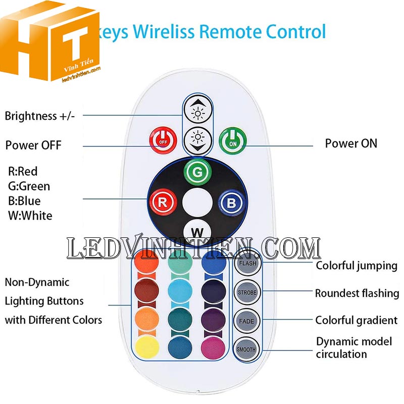 Remote Đèn led dây neon Flex RGB 220V cuộn 100m nhiều màu