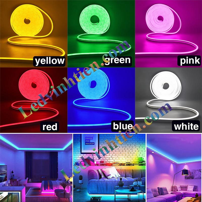 Đèn LED dây neon Flex 220V cuộn 100m có 4 màu