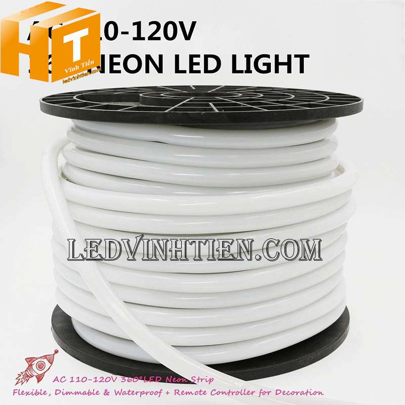 Đèn led dây neon flex 220V ống tròn 360 độ ánh sáng màu trắng tại Vĩnh Tiến