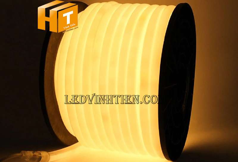 Đèn led dây neon flex 220V ống tròn màu vàng nắng