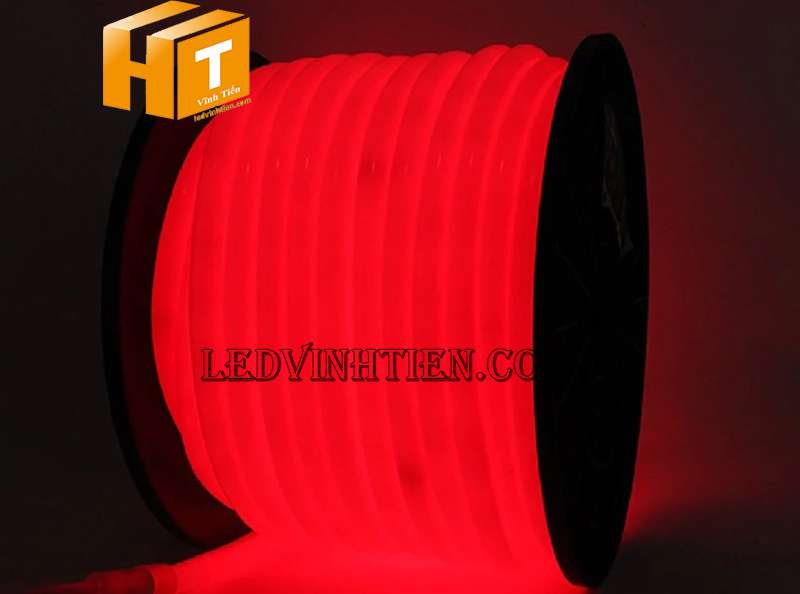Đèn led dây neon flex 220V ống tròn màu đỏ