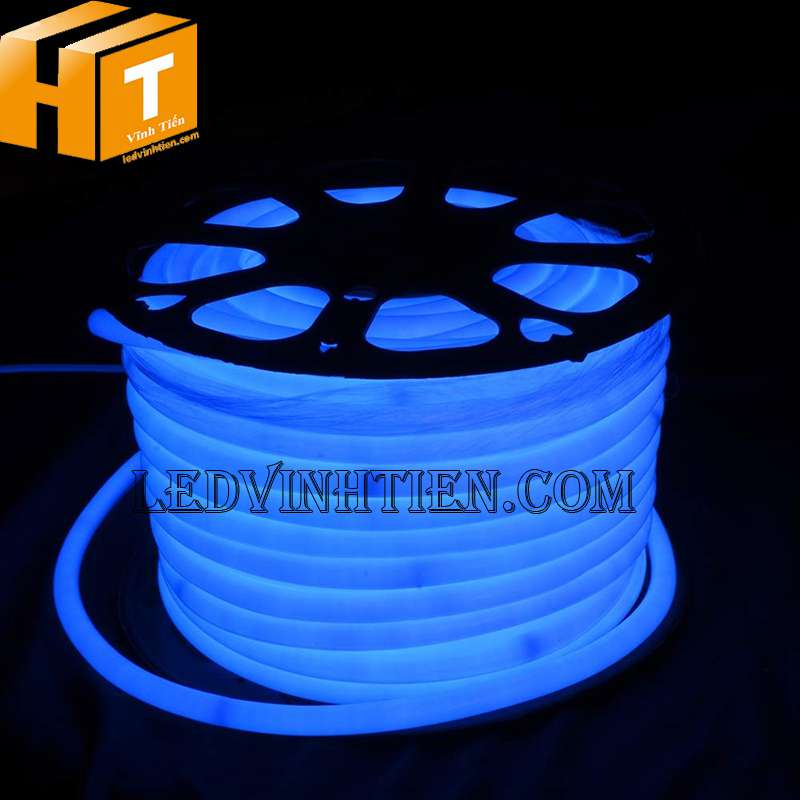 Đèn led dây neon flex 220V ống tròn màu xanh dương