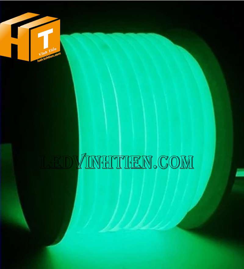 Đèn led dây neon flex 220V ống tròn màu xanh lá