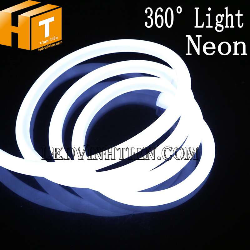 Đèn led dây neon flex 220V ống tròn 360 độ ánh sáng màu trắng loại tốt tại Vĩnh Tiến