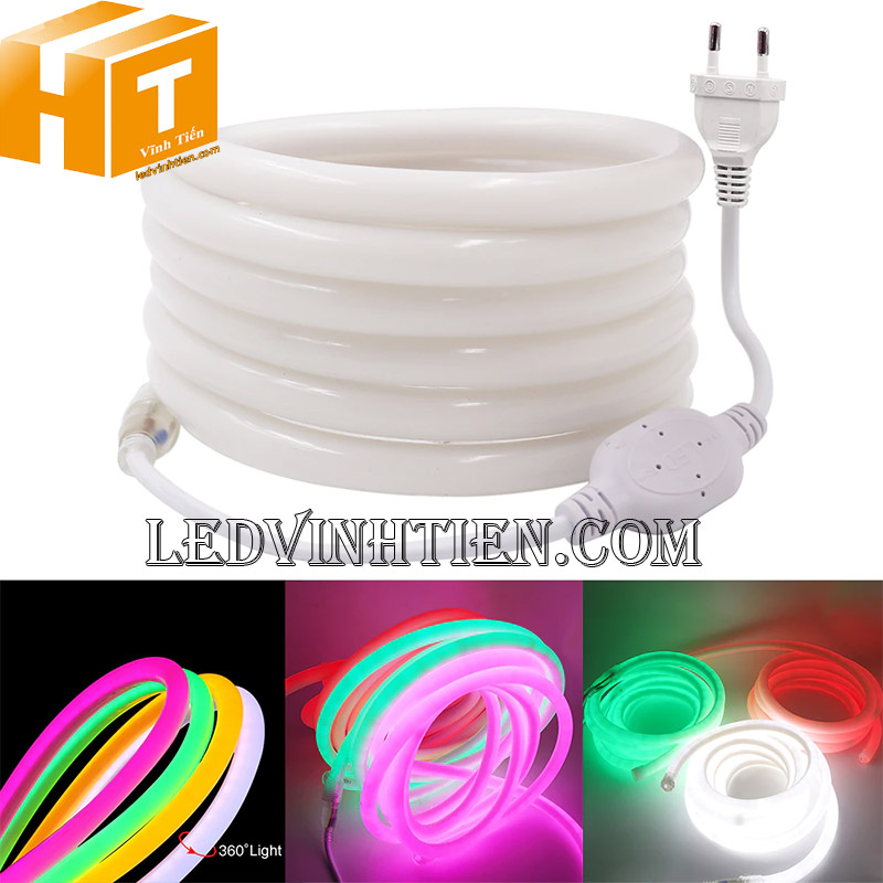 Đèn led dây neon flex 220V ống tròn màu vàng  đậm giá rẻ