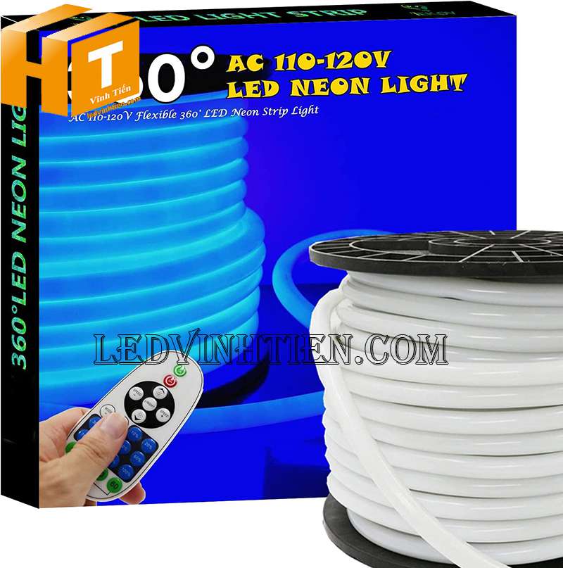 Đèn led dây neon flex 220V ống tròn màu xanh dương loại tốt