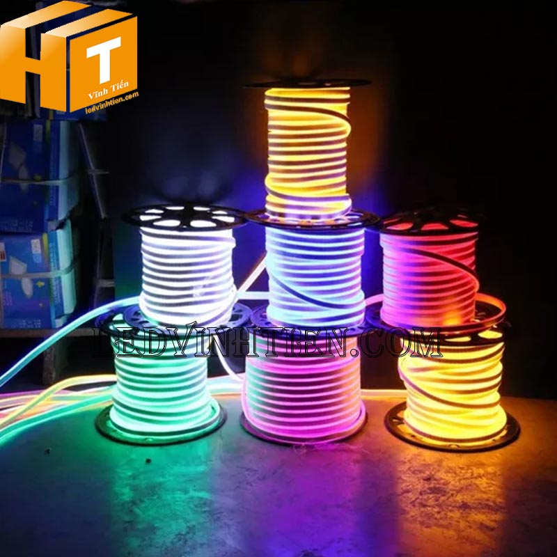 Đèn led dây neon flex 220V 360 độ ống tròn màu xanh ngọc, Xanh băng, Xanh lam, Ice Blue loại tốt
