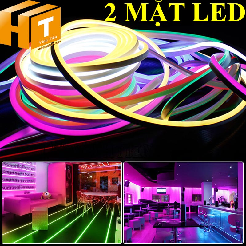 Đèn led dây neon flex 220V dẹp 180 độ 2 mặt led dùng ngoài trời
