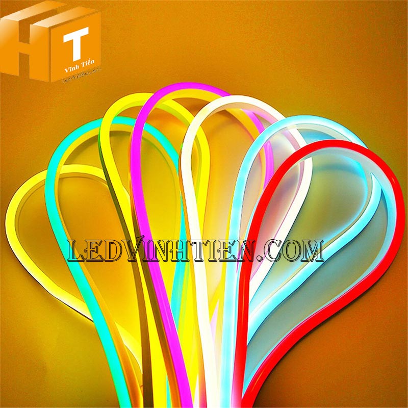Đèn led dây neon flex 220V dẹp 180 độ 2 mặt led dùng  chiếu sáng tết, trang trí giáng sinh
