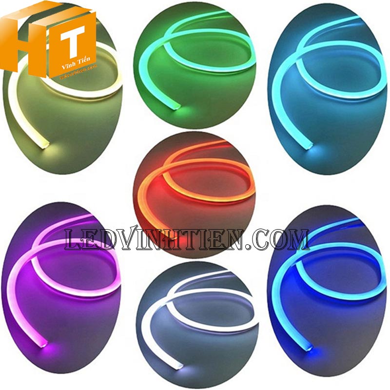 Đèn led dây neon flex 220V dẹp 180 độ 2 mặt led nhiều màu sắc, chiếu sáng công viên, quảng trường