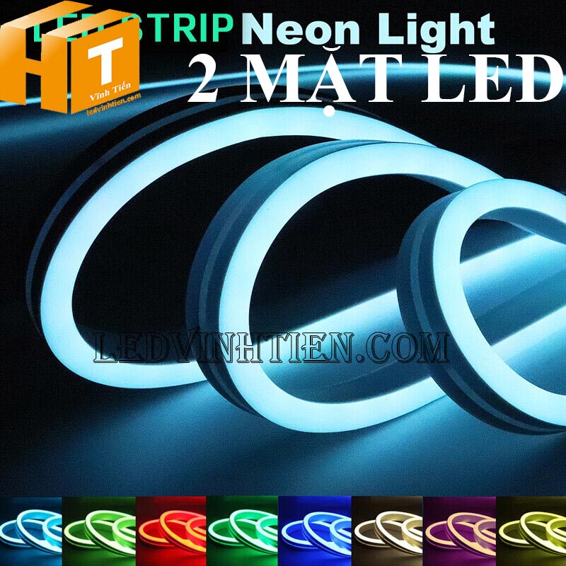 Đèn led dây neon flex 220V dẹp 180 độ 2 mặt led giá rẻ