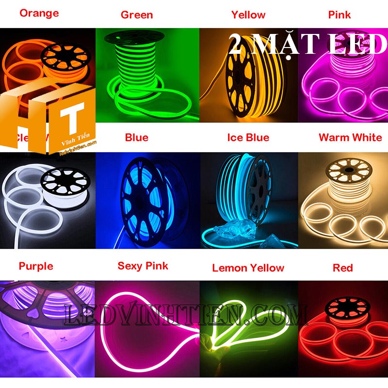 Đèn led dây neon flex 220V dẹp 180 độ 2 mặt led uốn chử nỗi, làm biển hiệu quảng cáo