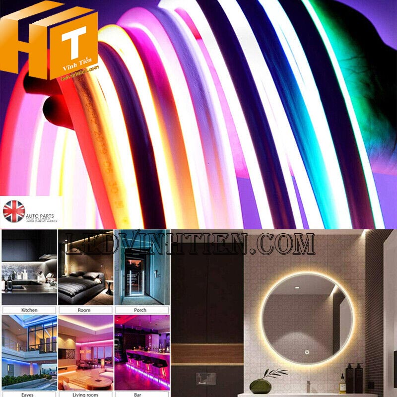 Đèn led dây neon flex 220V dẹp 180 độ 2 mặt led chính hãng Vĩnh Tiến