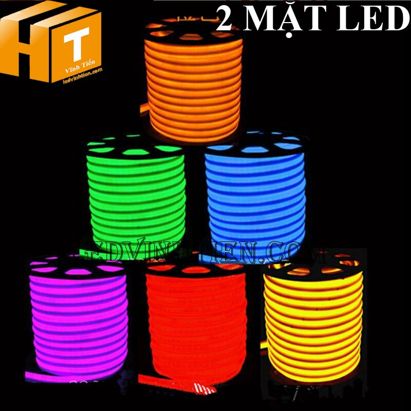 Đèn led dây neon flex 220V dẹp 180 độ 2 mặt led có vỏ bọc silicon loại tốt