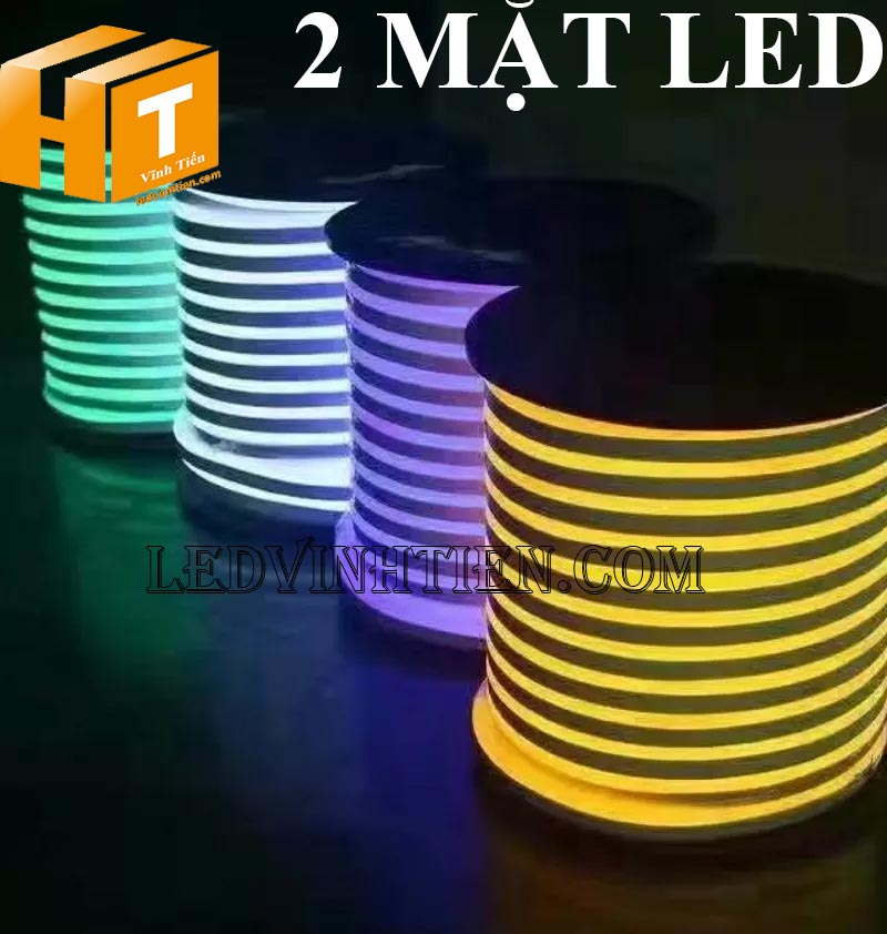 Đèn led dây neon flex 220V dẹp 180 độ 2 mặt led siêu sáng, chống nước, giá rẻ