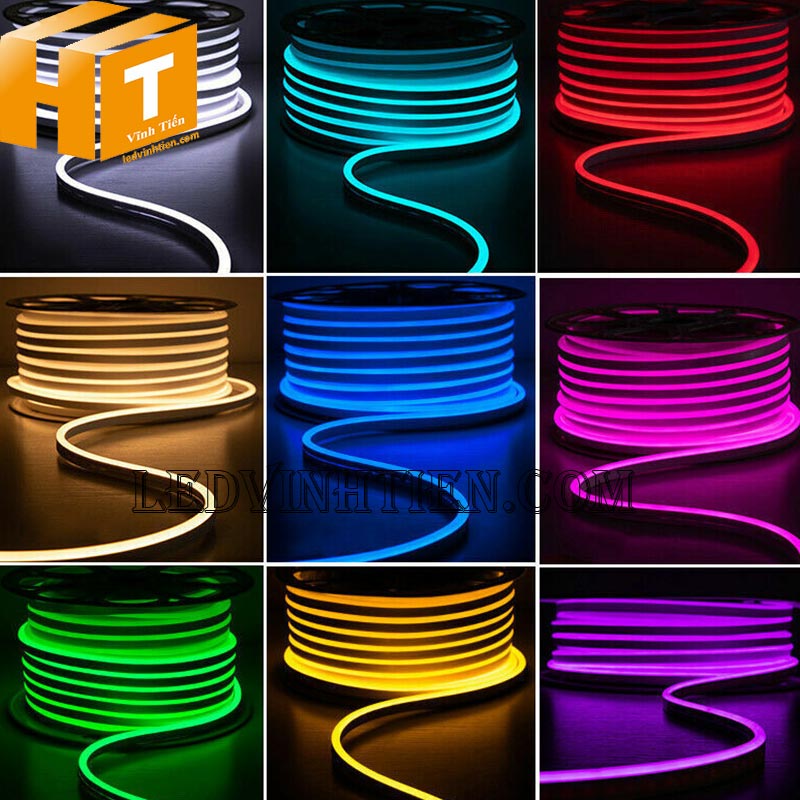 Đèn led dây neon flex 220V 180 độ ống dẹp, một mặt led loại tốt chống mưa, dùng ngoài trời