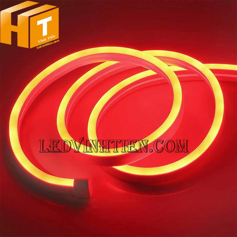 Đèn led dây neon flex 220V 180 độ ống dẹp, một mặt led màu đỏ
