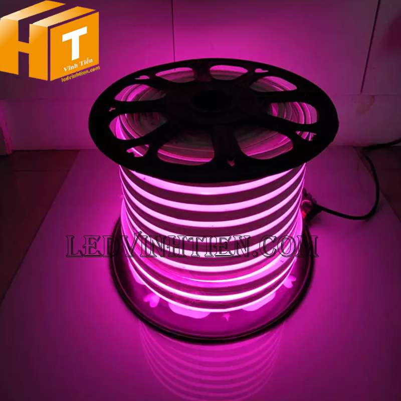 Đèn led dây neon flex 220V 180 độ ống dẹp, một mặt led màu Ice blue, xanh ngọc, vỏ bọc nhựa, giá rẻ, loại tốt, hàng chính hãng Vĩnh Tiến