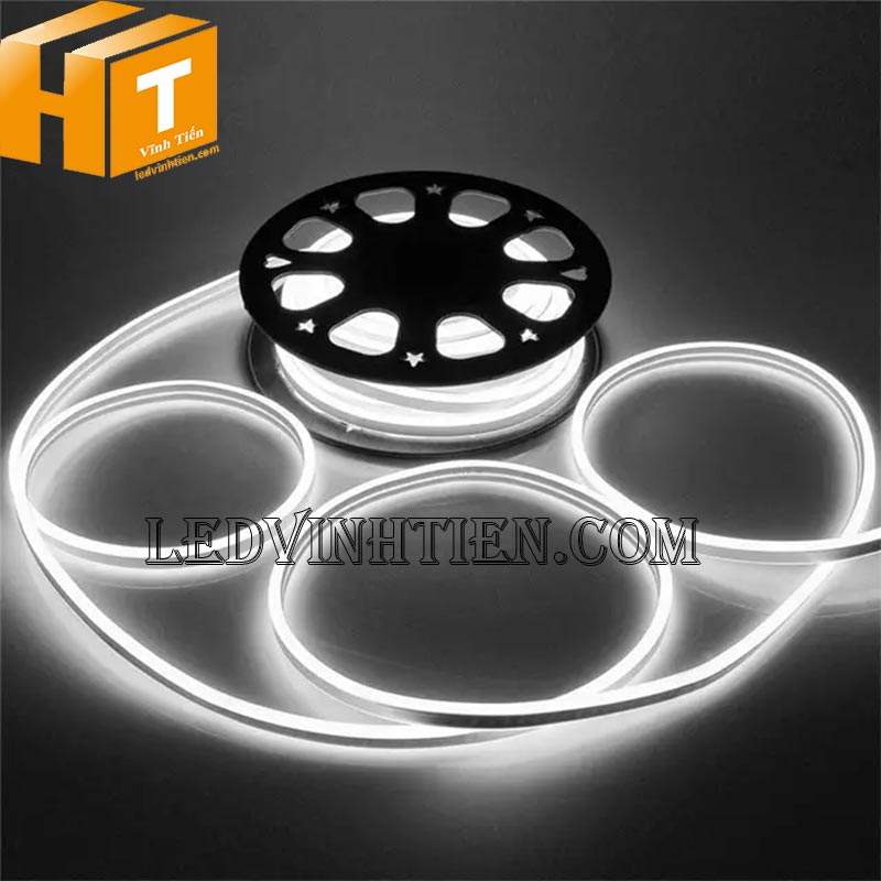 Đèn led dây neon flex 220V 180 độ ống dẹp, một mặt led màu trắng