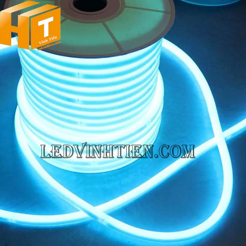 Đèn led dây neon flex 220V dẹp 180 độ một mặt led, màu xanh ngọc, Xanh băng, Xanh lam, Ice Blue