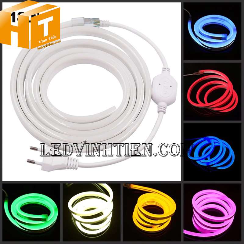 Đèn led dây neon flex 220V 180 độ ống dẹp, một mặt led dùng chạy viền, hắt trần