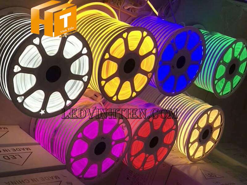 Đèn led dây neon flex 220V 180 độ ống dẹp, một mặt led dùng ngoài trời