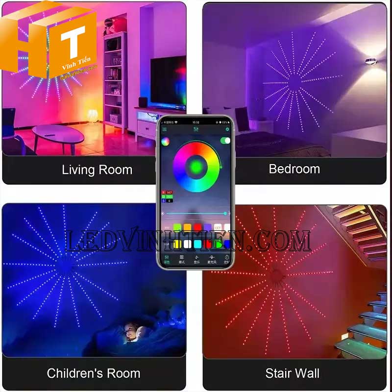 Đèn led dây pháo hoa, kết nối qua app loại tốt