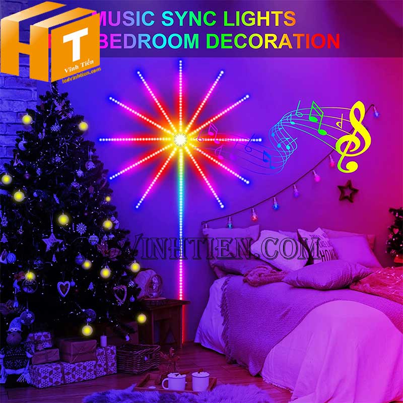 Đèn led dây pháo hoa, kết nối qua app dùng điện 5V