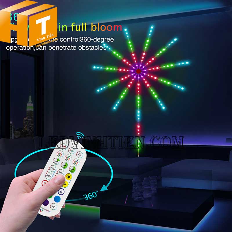 Mua Đèn LED pháo hoa nháy theo nhạc, cảm biến âm thanh siêu nhạy điều khiển APP điện thoại ,decor phòng, trang trí ngày tết tại Vĩnh Tiến