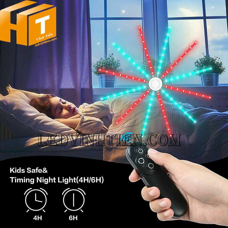 Đèn LED pháo hoa cảm ứng âm thanh, điều khiển điện thoại, Wifi