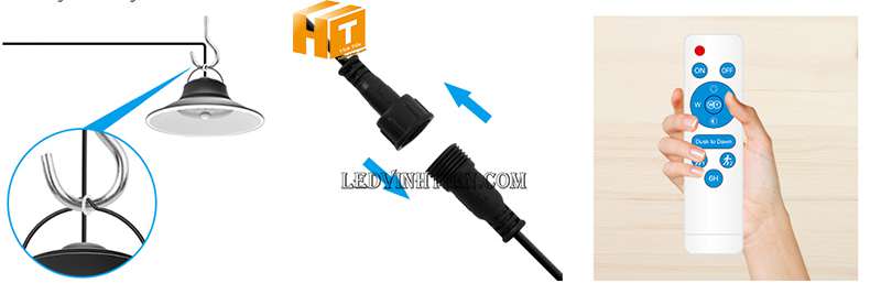 Cách lắp đặt đèn led nhà xưởng năng lượng mặt trời 150w 