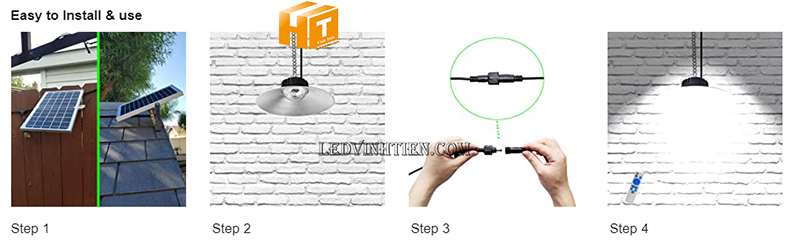 Hướng dẫn lắp đặt đèn led nhà xưởng năng lượng mặt trời 150w 