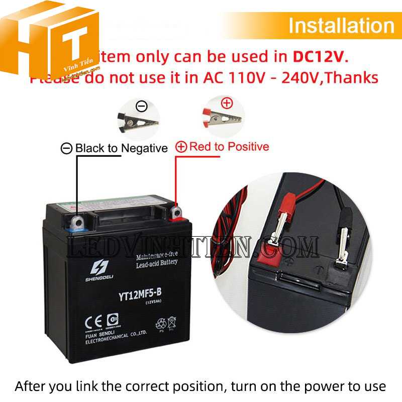 Cách đấu đèn vào bình ắc quy 12V