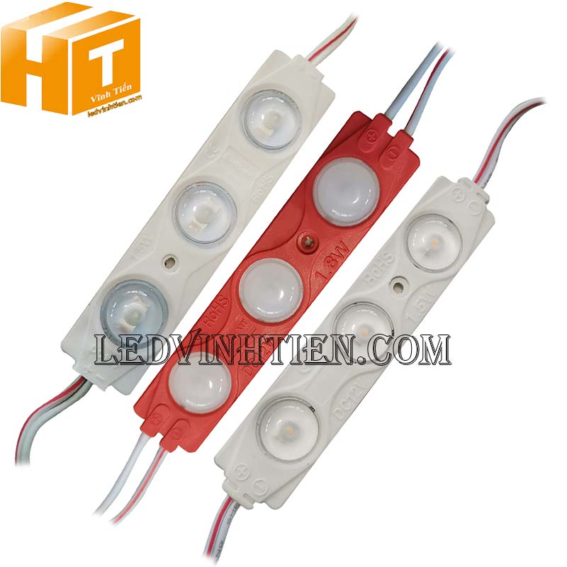 Led module 3 bóng lúp ánh sáng màu vàng điện 12v, giá rẻ, có thấu kính, ledvinhtien.com