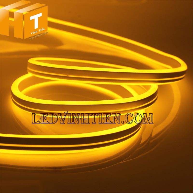 Đèn led dây neon flex 220V dẹp 180 độ 2 mặt led màu vàng nghệ