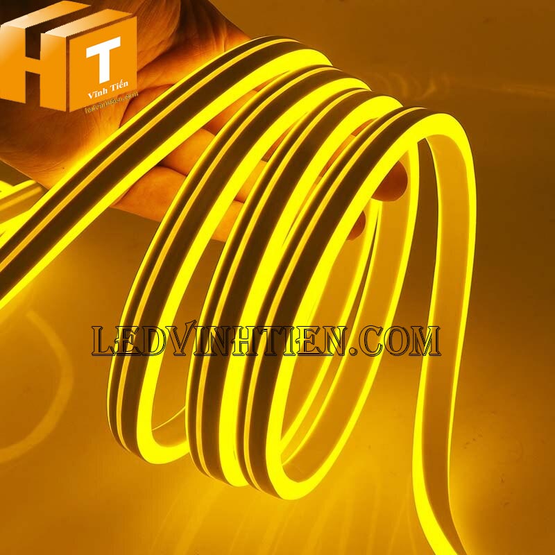 Đèn led dây neon flex 220V dẹp 180 độ 2 mặt led màu vàng chùa