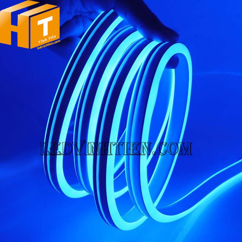 Đèn led dây neon flex 220V dẹp 180 độ 2 mặt led màu xanh dương