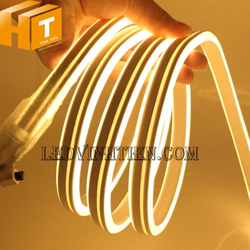 Đèn led dây neon flex 220V dẹp 180 độ 2 mặt led màu vàng nắng