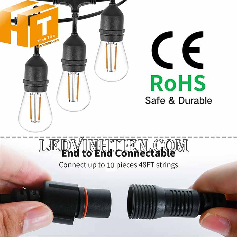 dây đèn kín nước thả ngoài trời giá rẻ