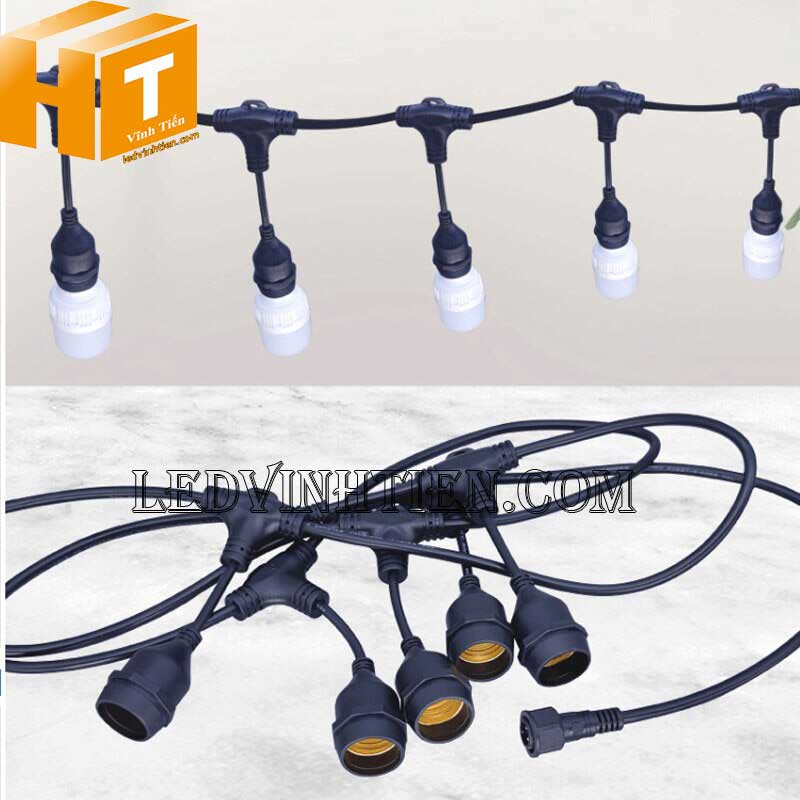 Bộ dây treo kín nước dài 10m 15 đuôi đèn e27