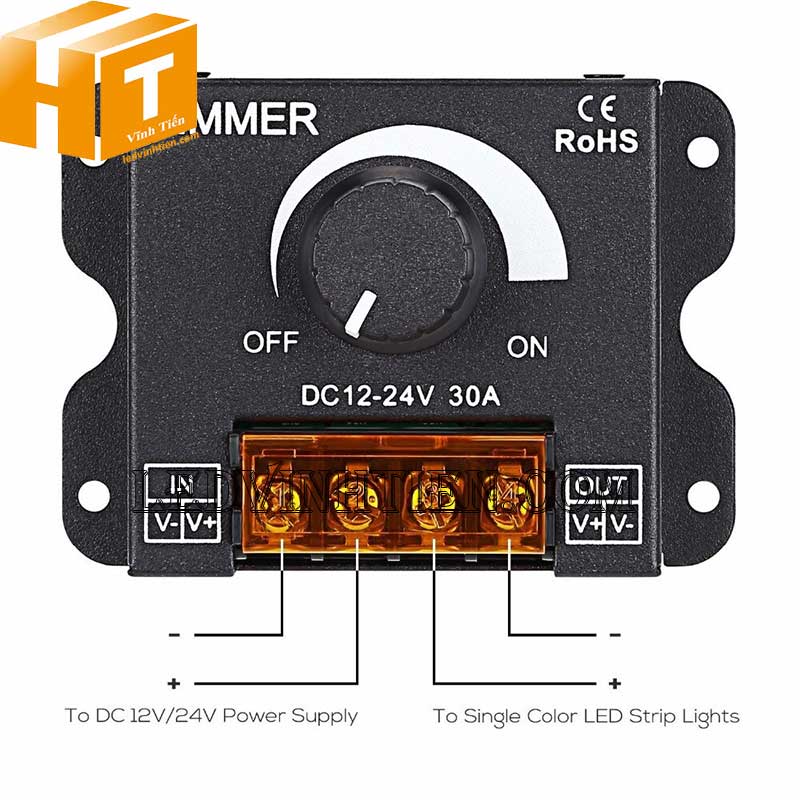Mạch Dimmer 12V 24V Điều Chỉnh Độ Sáng Đèn Led 30A