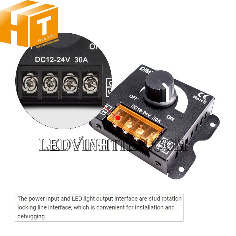 Mạch Dimmer 12V 24V Điều Chỉnh Độ Sáng Đèn 30A