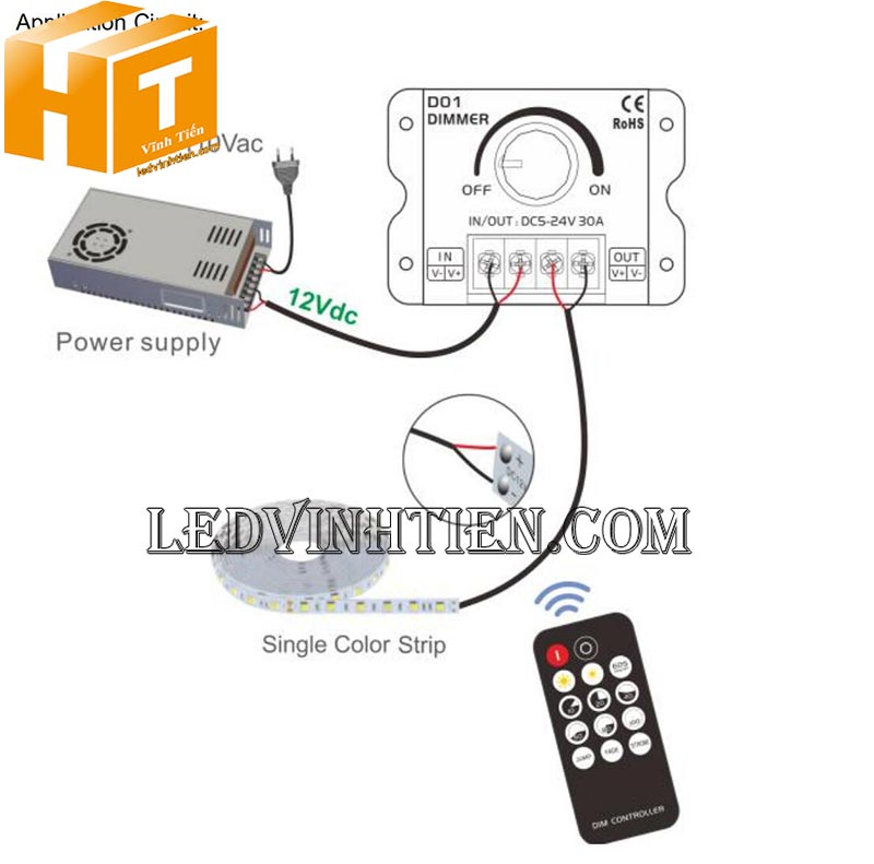 Dimmer 12-24V 30A có remote loại tốt