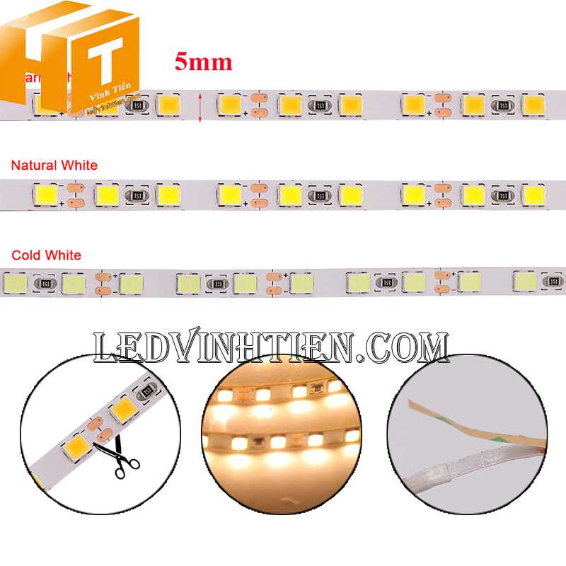 Cuôn 5m Đèn LED DÂY DÁN 2835 Bản 5mm 120 LED giá rẻ