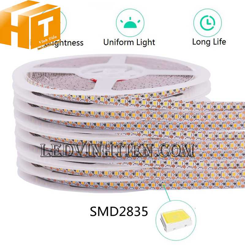 Led dây dán 2835 bản 5mm 120 led màu vàng