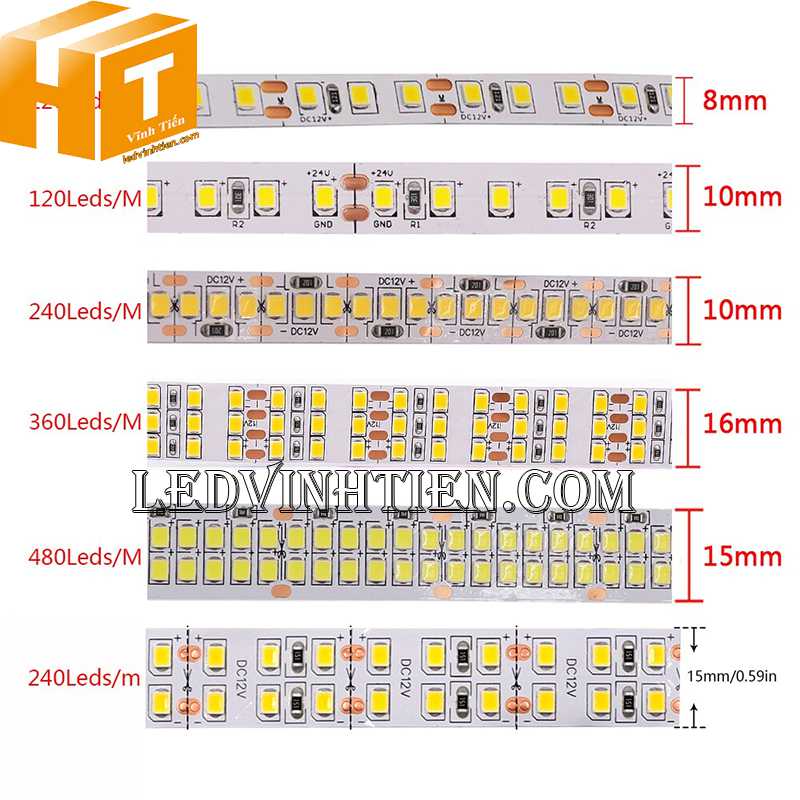 Đèn led dây dán 2835 12V bản led rộng 5mm màu xanh lá loại tốt