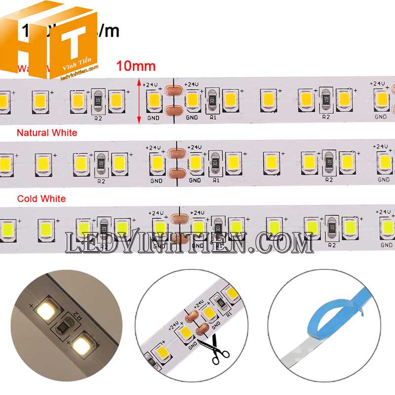 Đèn led dây dán 2835 12V bản led rộng 5mm màu xanh ngọc