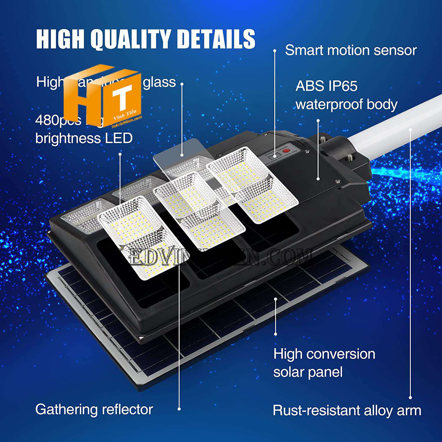 Mua đèn đường năng lượng mặt trời liền thể 300W giá rẻ tại Vĩnh Tiến