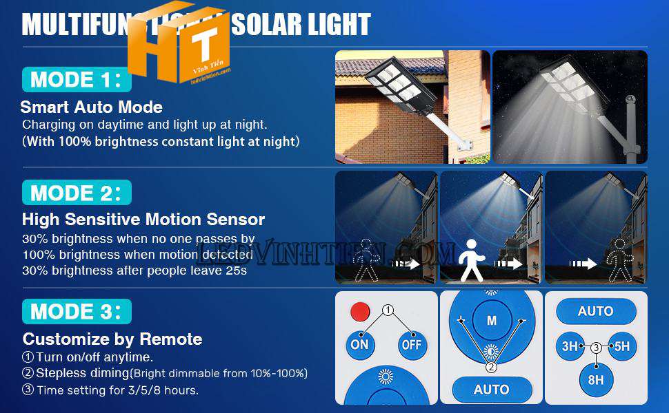 Công ty Vĩnh Tiến phân phối sỉ các loại đèn đường led năng lượng mặt trời 400W tấm pin liền thể giá rẻ