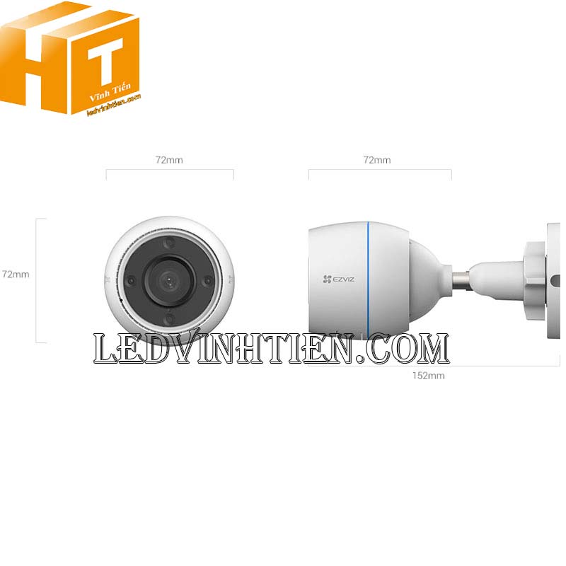 Kích thước Camera IP ngoài trời 2MP C3TN Color Ezvizc